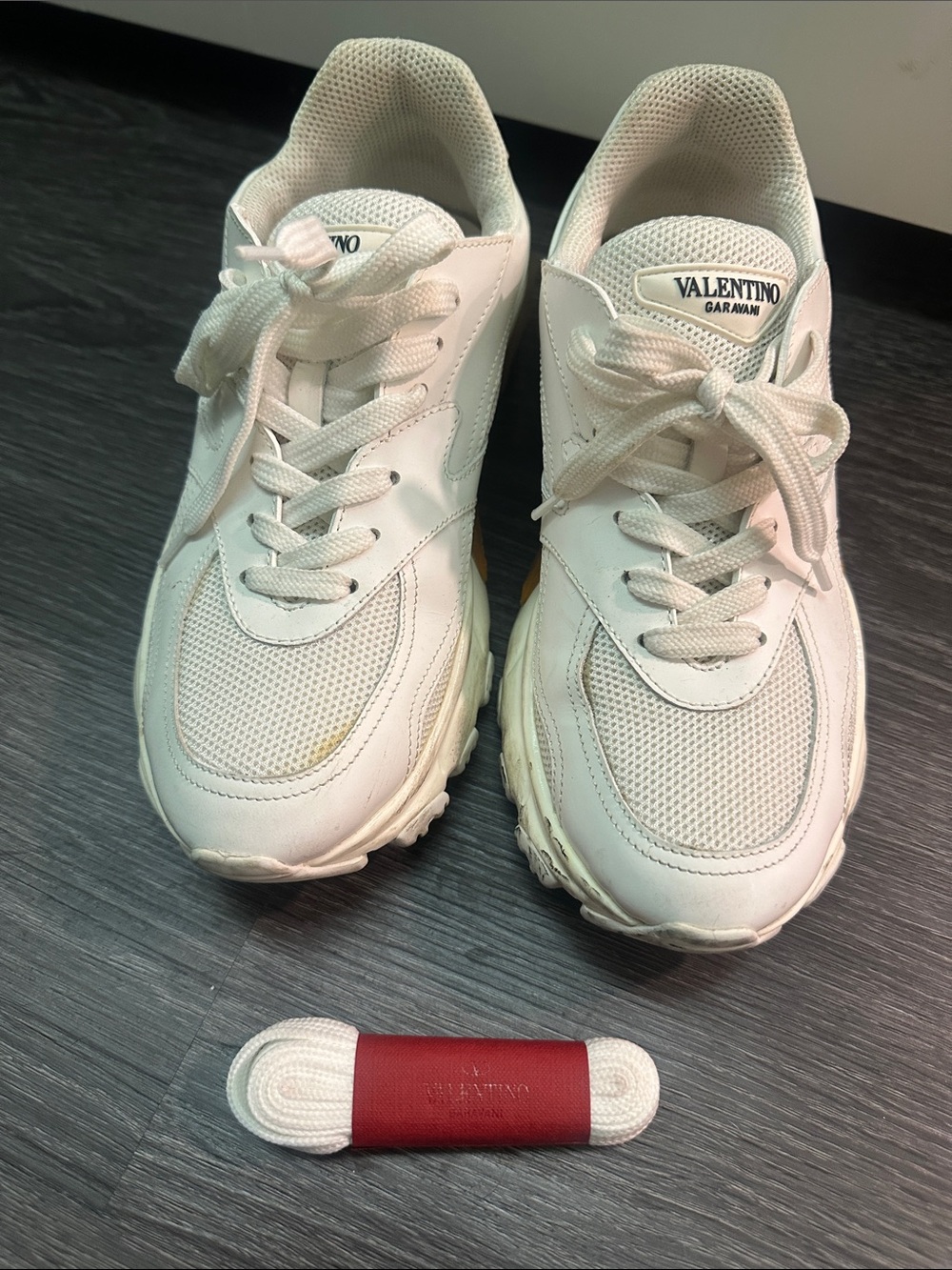 Valentino White/Cream Mesh & Leather Women's Sneakers